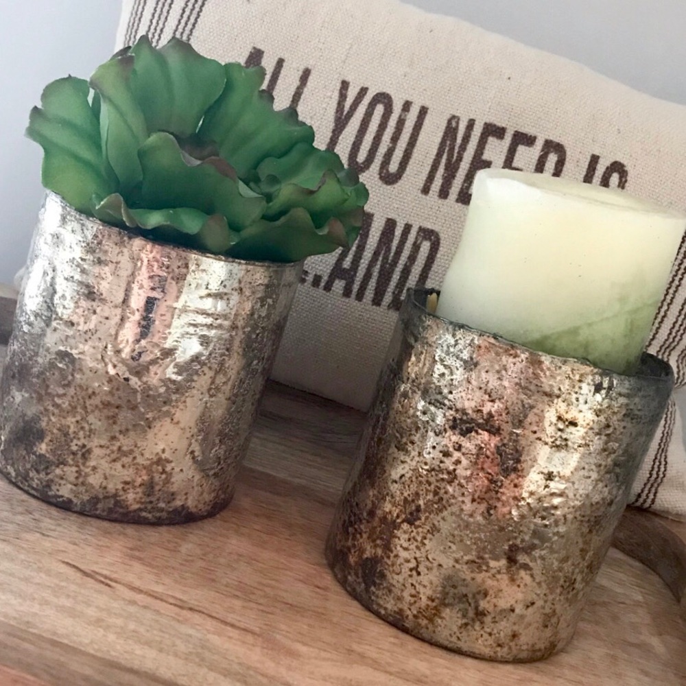 Unique Distressed Foiled Decor Holders (2)